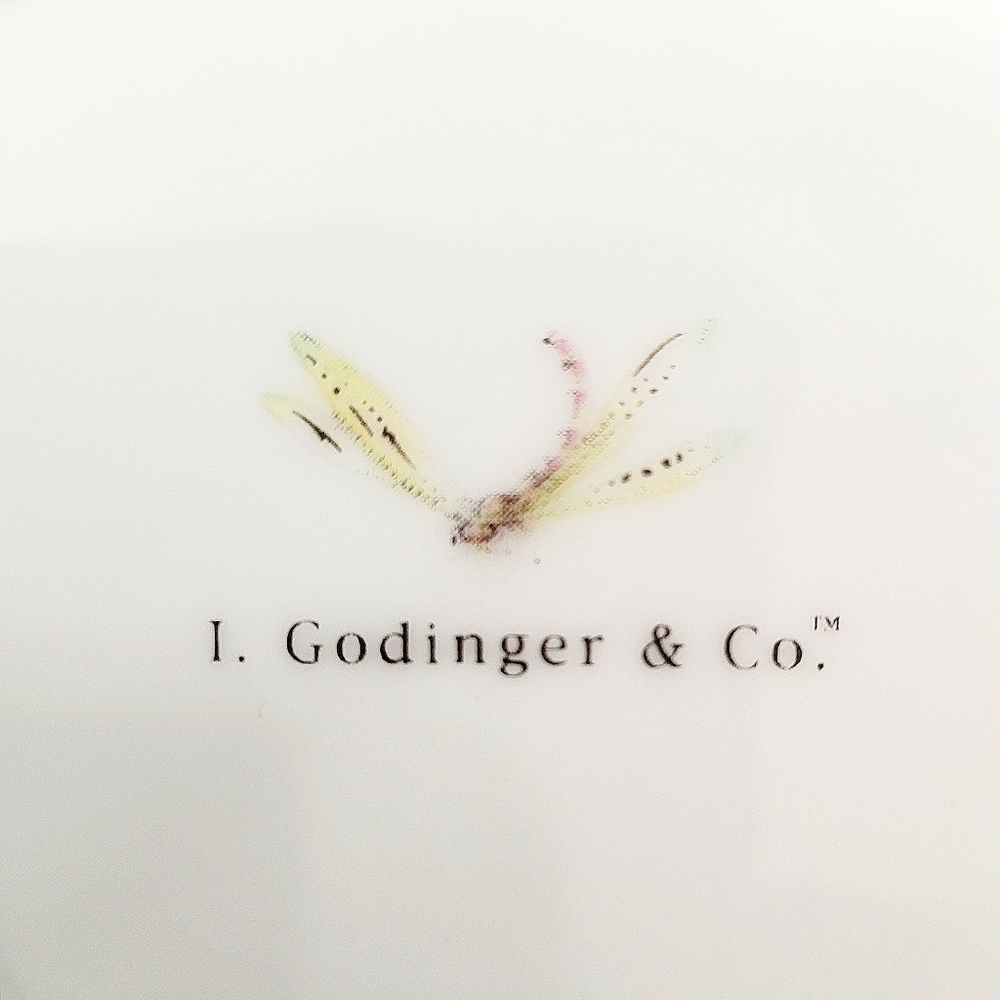Godinger Primavera Square Teapot Dragonfly Floral Gold Trim Discontinued - Picture 7 of 8
